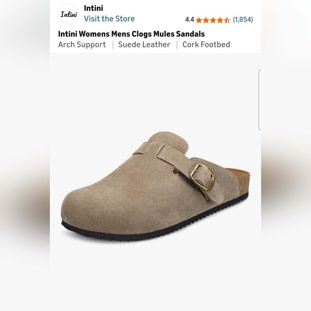 Intini Suede Leather Clogs, Unisex, Brown, 13 Women, 12 Men